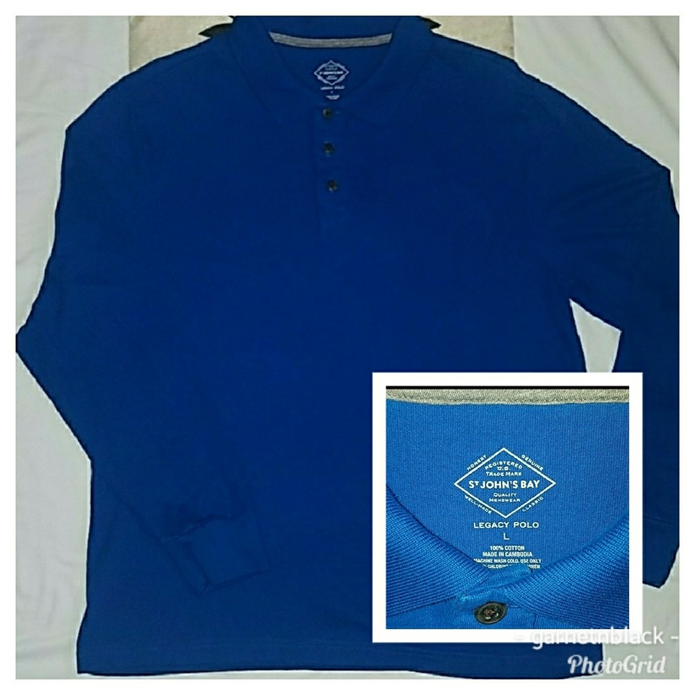 St. John's Bay Legacy Blue Long Sleeve Polo
